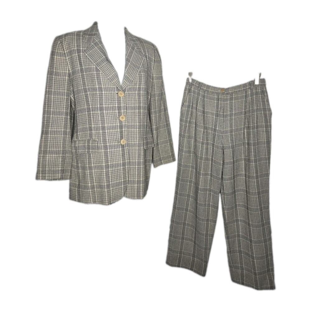 VTG Missoni Donna Made In Italy Plaid Pantsuit Jacket Trouser Set Womens US 10